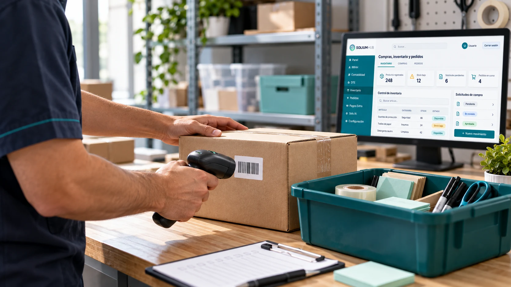 Registro y control de compras, inventario y pedidos con Solium Hub