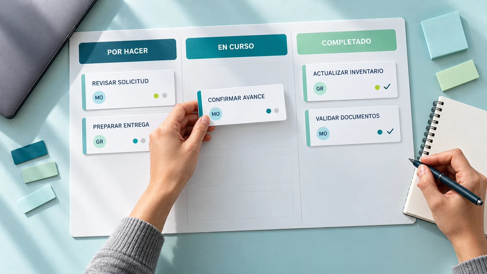 Organización de tareas, responsables y avances de un proyecto