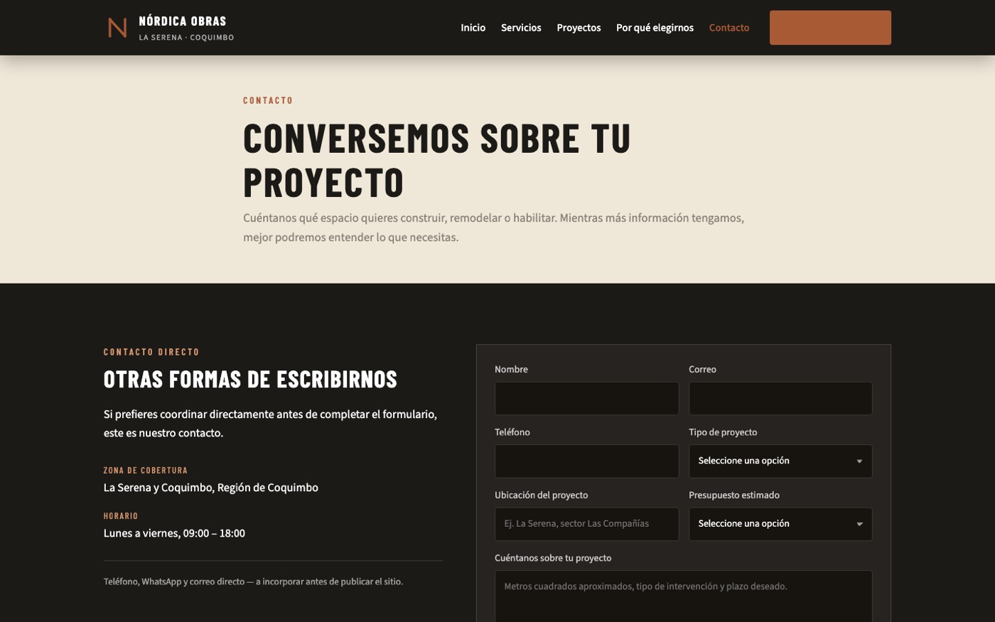 Contacto del sitio Nórdica