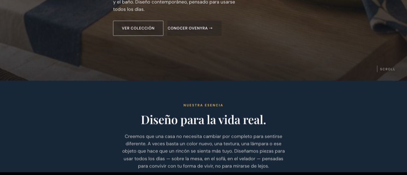 Sección Esencia del sitio Ovenyra